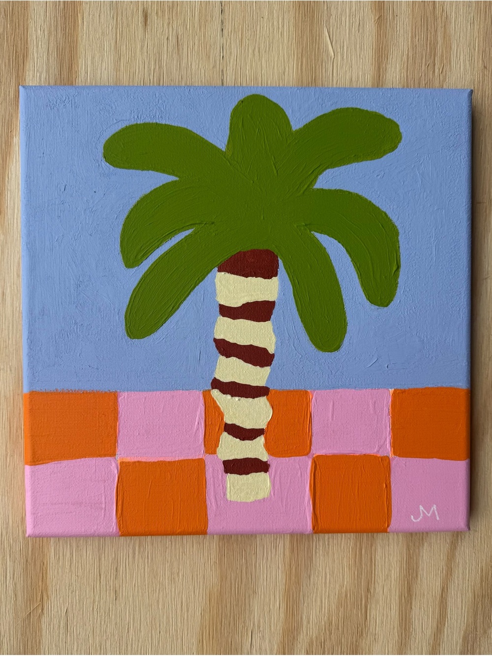 Palm Tree Wall Art - Blue, Green & Pink